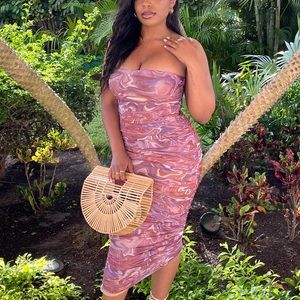 STRAPLESS MIDI DRESS